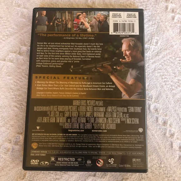Gran Torino Dvd Movie Full Screen Edition 2008 Clint Eastwood Action Drama - Picture 3 of 3